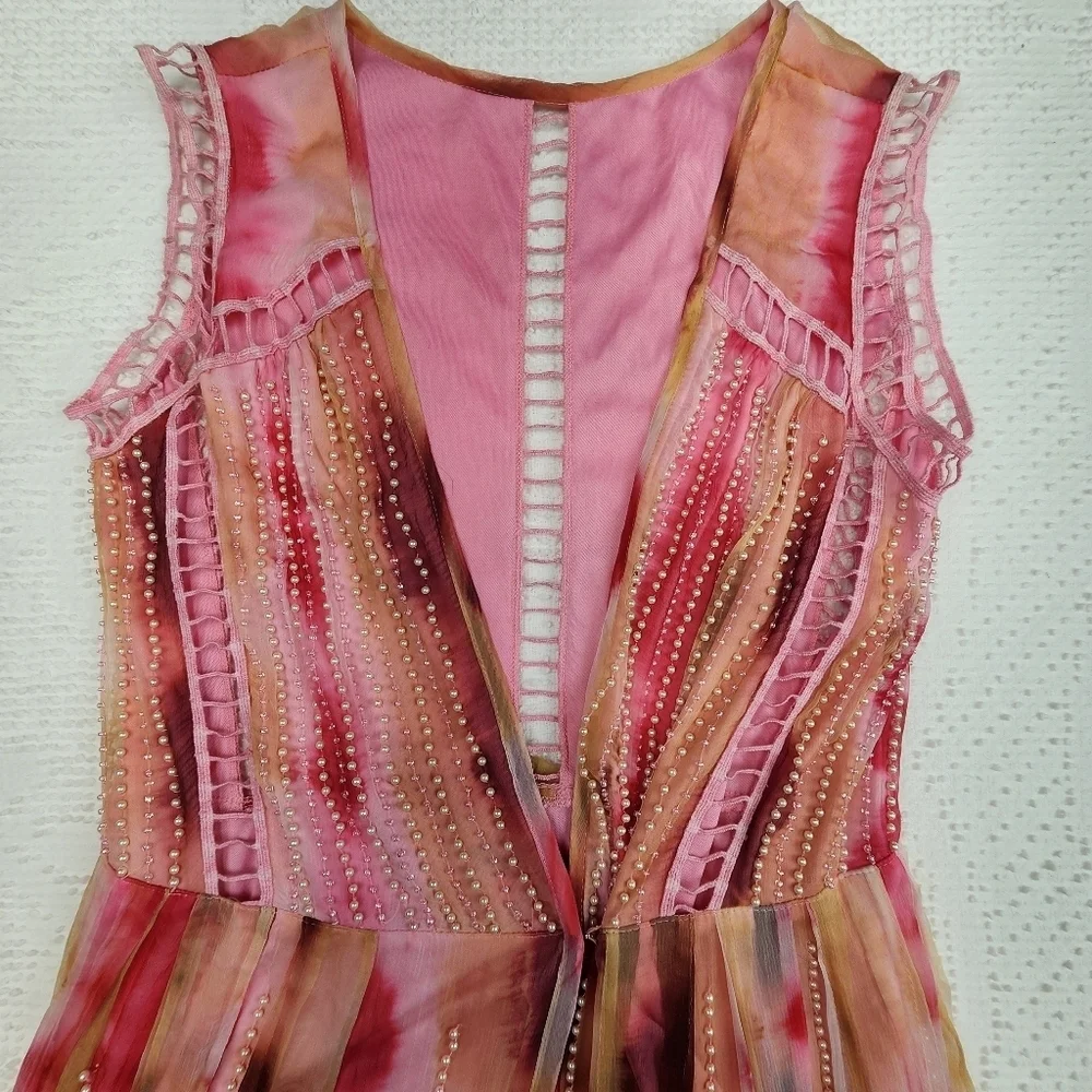 Cecelia De Bucourt NWT Pink Handcrafted Beaded Dress Size Small - Picture 3 of 13